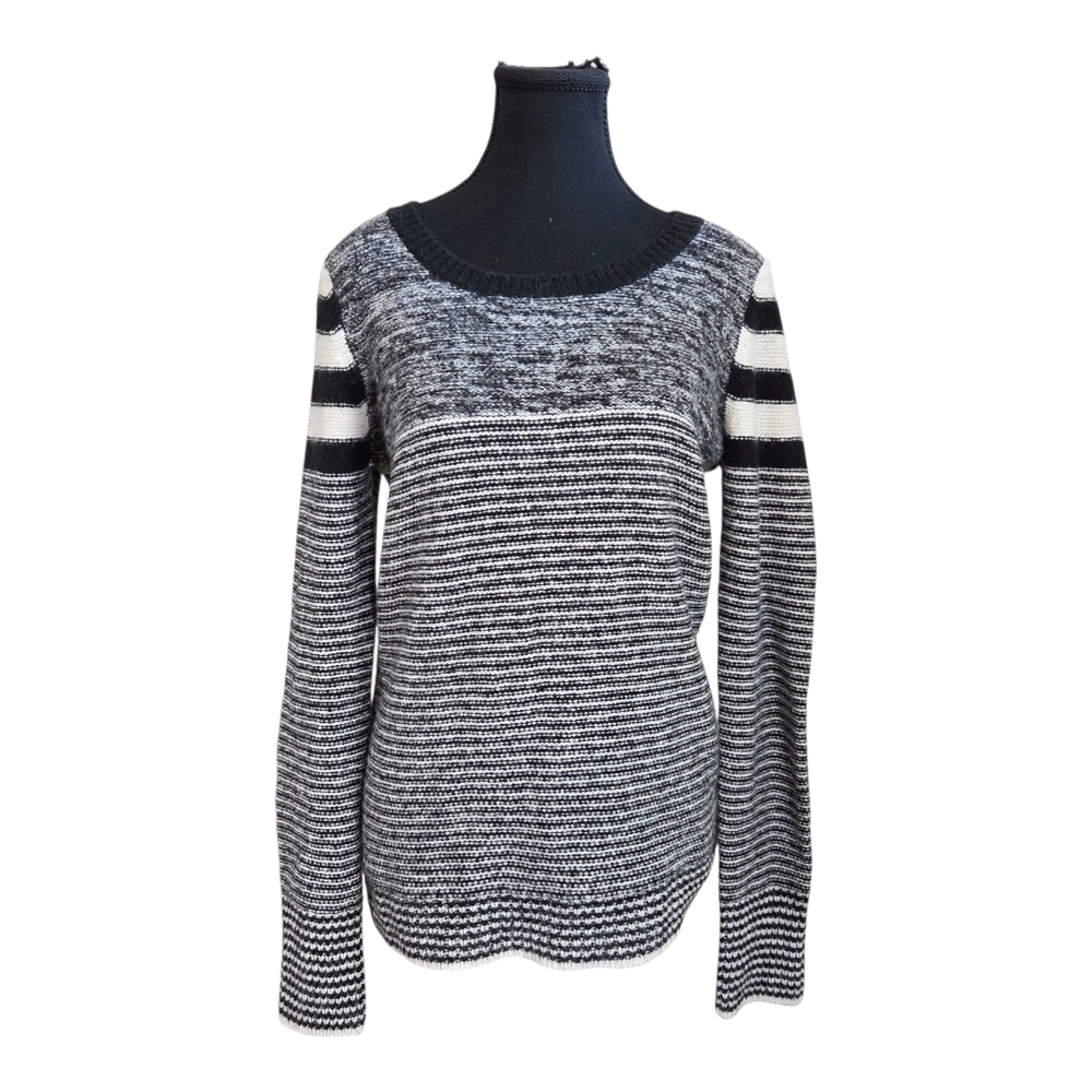 Sam Edelman Black and White Striped Wool Blend Sweater  Size Med